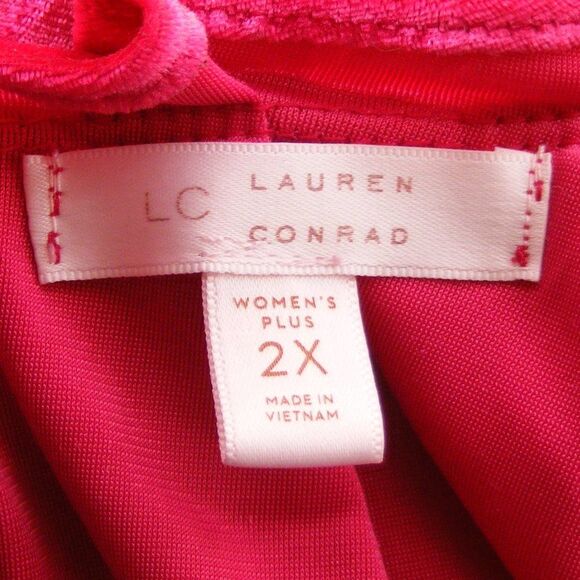 LAUREN CONRAD Top, 2X, Berry, Crushed Velvet, Cap Sleeve - Picture 9 of 12